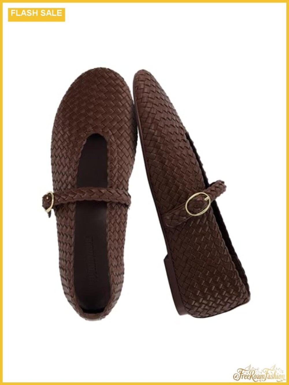 Woven Mary Jane ballet flats strap memory foam pointed toe